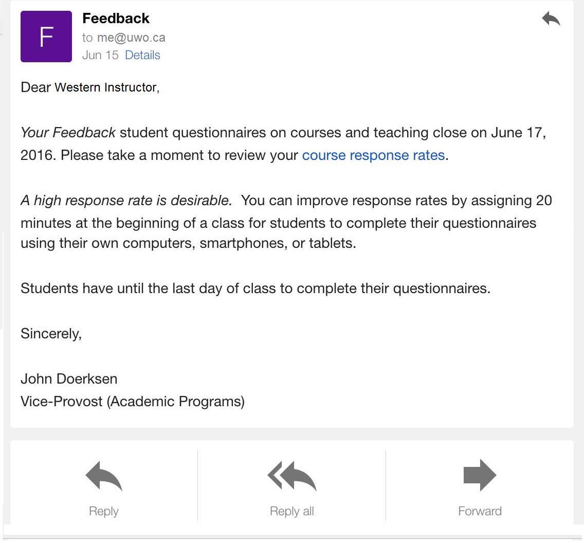 Instructor Check Response Rate Email